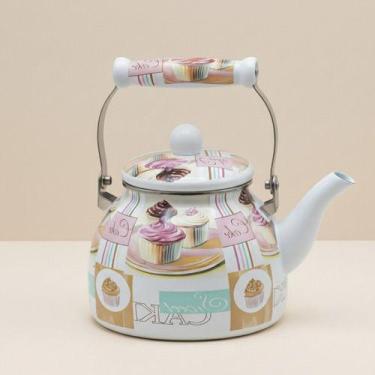 Imagem de Chaleira De Chá Esmaltada 2,5 Lts Fogão Indução Decorada A5 Importador