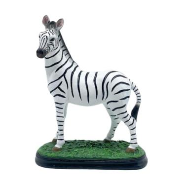 Imagem de Fenteer Estátua de Zebra em Resina com Formato Vívido, Escultura de Zebra, Estatueta de Animal para Mesa de Centro, Quarto, Prateleira de Armário, Branco
