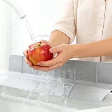 Imagem de Protetor contra respingos de pia de cozinha de 58 cm, ventosas fortes com paredes à prova de respingos, protetor de torneira e bancada para torneira, bancada e borda da pia (cinza)