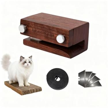 Imagem de Cortador de papelão para arranhadores de gatos com 1 rolo de fita adesiva, cortador de placa de cartão de madeira, ferramenta de fita de papelão para arranhadores de gatos faça você mesmo, máquina de