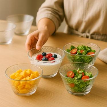 Imagem de Conjunto 6 Unidades Bowl de Vidro Zig, 300ml, Transparente | Ideal para Saladas, Sobremesas, Petiscos, Sorvetes, Pudim, Mesa Posta, Dia a Dia