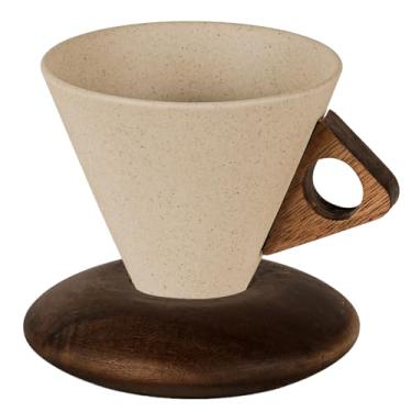 Imagem de Xícara de café de cerâmica retrô, xícara de café com design em forma de cone, xícara de cerâmica americana única e minimalista, presente para familiares, amigos e para si mesmo, adequada para várias