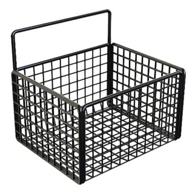 Imagem de POCREATION Cesta de Armazenamento Suspensa de Metal para Parede, Organizador Sem Perfuração Com Adesivos para Cozinha, Banheiro, Despensa, Frutas (Preto)