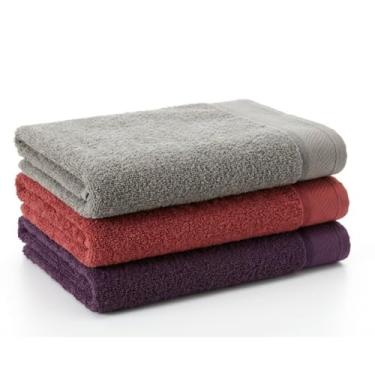 Imagem de Kit 3 Toalha de Banhão Eleganz 100% Algodão 500g/m² Super Macia, Alta Absorção, Tamanho Grande 72x150cm (Cinza - Terracota - Purpura)