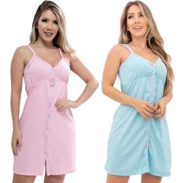 Imagem de Kit 2 Camisola Feminina Algodão Pós Cirúrgico Com Botões Maternidade A