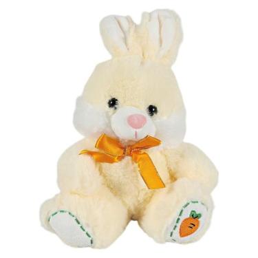 Imagem de Coelho De Pelúcia Com Lacinho Cenoura  No Pé 23cms - Creme - Fizzy