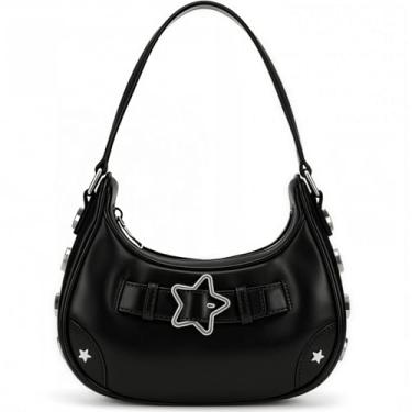 Imagem de Y2K Bolsa de ombro feminina - Mini bolsa de axilas dos anos 90, bolsa pequena fofa vintage, bolsa de ombro fofa bolsa transversal para uso diário (preto)