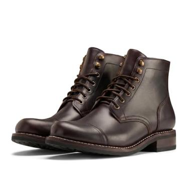 Imagem de SUREWAY Bota masculina com cadarço no tornozelo de 15,2 cm – biqueira cavada, couro genuíno Capitão, bota Chukka para homens, calçado clássico confortável estilo Oxford, Marrom, 39