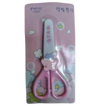 Imagem de Tesoura Escolar com Capa, Rosa, Papelaria Fofa, Design Infantil