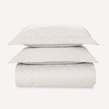 Imagem de Colcha Queen Com 2 Porta Travesseiros Cetim 100% Algodão Karsten 300 Fios Bossa Branco