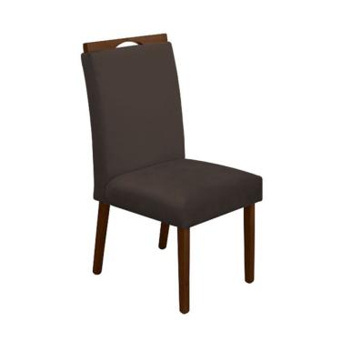 Imagem de Cadeira Mesa De Jantar Madeira Maciça Veludo Premium Heloísa Marrom Mel