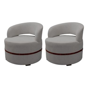 Imagem de Conjunto 2 Poltronas De ativa Luana Estofada Sala Em Linho Cinza