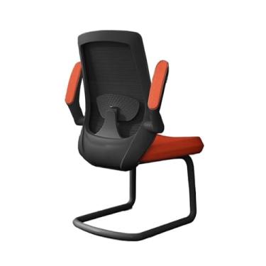 Imagem de Cadeira de escritório executiva com apoios de braço ajustáveis e base de trenó de metal, cadeira de mesa de malha com encosto alto para adultos (laranja)