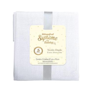 Imagem de Toalha Fralda Supreme para Bebê 3 Unidades Fraldas Incomfral, Branco