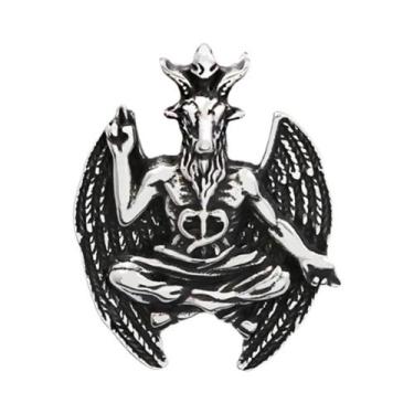 Imagem de Colar Masculino Vintage Gótico Com Pingente De Bode Satânico Em Aço In