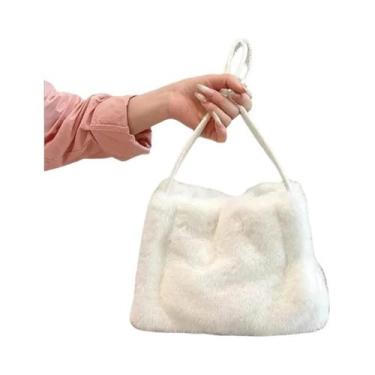 Imagem de Bolsa De Ombro Feminina Fofa, Bolsa De Pelúcia Macia Com Alça Superior