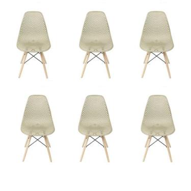 Imagem de Kit 6 Cadeiras Eames Design Colméia Eloisa Bege - Homeland