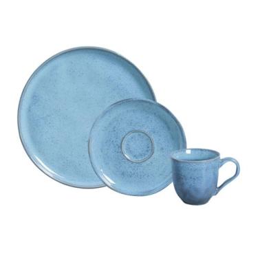 Imagem de Kit 18 Peças Café e Lanche Prato e Xícara Bio Cerâmica Porto Brasil - 