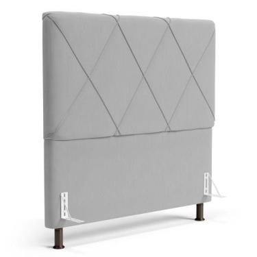 Imagem de Cabeceira Cama Box Casal Mel 140cm Com Frame Veludo Cinza Claro - Abma