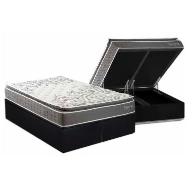 Imagem de Cama Box Baú King + Colchão Molas Kappesberg Ensacadas Serene + Base Crc Courano Black