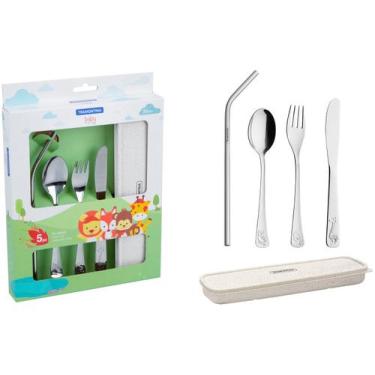Imagem de Conjunto de Talheres Infantil Tramontina INOX 5 Peças com Estojo, Inox