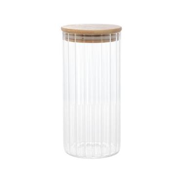 Imagem de Pote Porta Mantimentos Vidro Transparente com Tampa de Bambu 800ml 9x2
