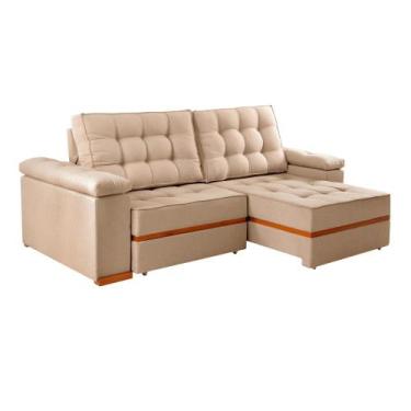 Imagem de Sofá Retrátil e Reclinável 2,10m Prada Vivaro Decor Linho Dourado