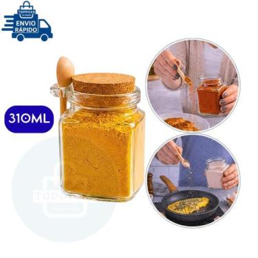 Imagem de Porta Condimentos 310ML Vidro Com Tampa e Colher Bambu - Lyor