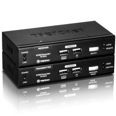 Imagem de Kit extensor KVM TrendNet TK-EX4 - USB - via Cabo de Rede - Estenda te