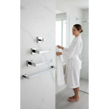 Imagem de Kit Luxo 4 Peças Inox 304 Banheiro Quadrado Cromado - Congratulations 