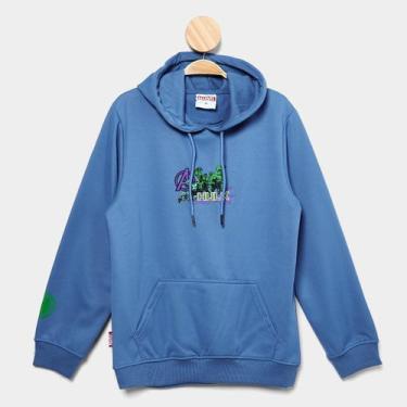 Imagem de Moletom Infantil Mooncity Silk Hulk Menino, Azul claro, 14A