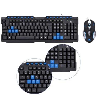 Imagem de Kit Mouse Gamer Cromado Até 2400DPI Com Iluminação Led Azul  Cromado P