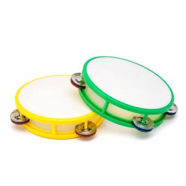 Imagem de Kit 2 Pandeiro Infantil Brasil Copa Torcida Escola Crianças Educativo 