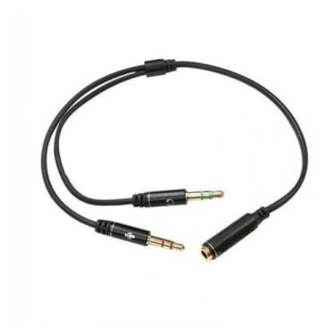 Imagem de Cabo De Audio Plug P3 Femea x 2 P2 Macho Pc Notebook Headset Computado
