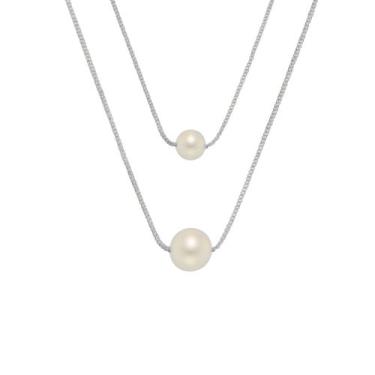 Imagem de Colar Duplo Pérolas - Banhado em Ouro 18k - Tri Gata Semijoias, Prata