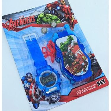Imagem de Kit Relógio Digital Led Silicone Disney Super Heróis + Celular Infanti