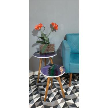 Imagem de Mesa de canto Pé palito 2 mesas tripé redondas - Podium