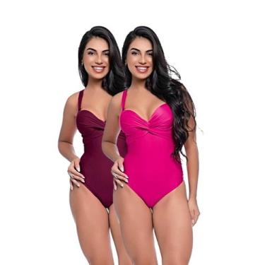Imagem de Kit Maiô Feminino Bojo Fixo Transpassado Levanta Busto Praia - HYPE MO