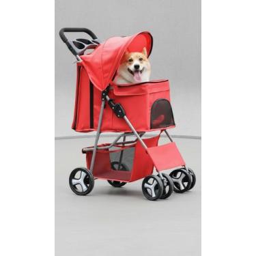 Imagem de Carrinho Pet Dobrável com Porta Copo Vermelho - Congratulations Store