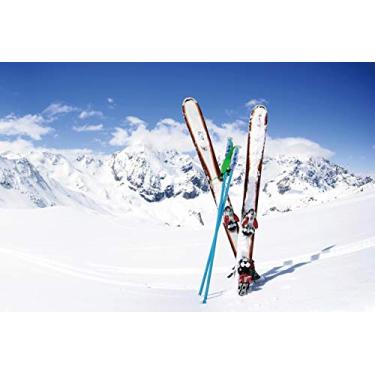 Imagem de Yeele Fundo de inverno de 2,7 x 1,8 m para fotografia Snowboard Alpes branco neve montanha cenário esporte esporte menino criança retrato adulto foto cabine atirar estúdio adereços vinil papel de parede