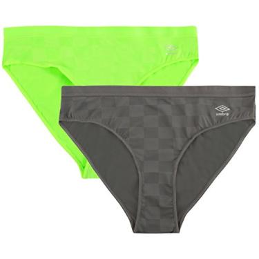 Imagem de Calcinha de biquíni feminina Umbro Performance sortida, pacote com 2, Green Gecko/Silver, Small