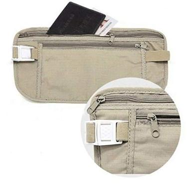 Imagem de Pochete Doleira Bolsa Viagem Oculta Invisível Anti Roubo Hobbywin (Bege)