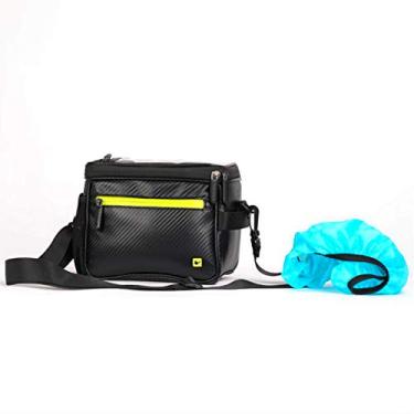 Imagem de AKT Bolsa de bicicleta à prova d'água com tela sensível ao toque Guidão Bolsa de ombro multifunções para câmera de telefone GPS, preta