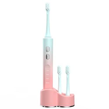 Imagem de Escova De Dentes EléTrica Inteligente Vem Com 2 CabeçAs De Escova à Prova D'áGua Proteger As Gengivas Limpeza Bucal Ultrassom Escova De Dentes EléTrica PortáTil (Bicolor)