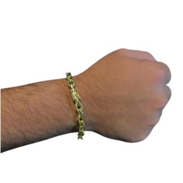 Imagem de Pulseira 8mm Moeda Antiga Cadeado fecho de canhão