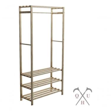 Imagem de Suporte P/ Roupas 4 Prateleiras Madeira Pinus 