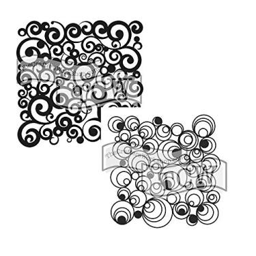 Imagem de The Crafters Workshop Stencils, reutilizáveis para artesanato, arte, cartões comemorativos, tintas ou mídia mista, pacote com 2, 15 x 15 cm, espiral cósmica/espiral mod