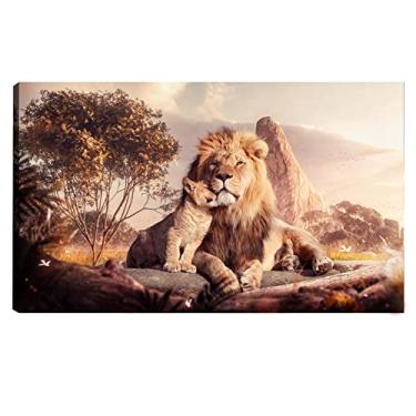 Imagem de Quadro Decorativo para Sala Quarto Escritorio 60x90cm Leão e Filhote
