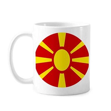 Imagem de Caneca com emblema nacional da Macedônia Europa cerâmica xícara de porcelana café louça