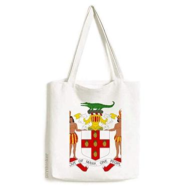 Imagem de Bolsa de lona com emblema Nacional Jamaica América do Norte Bolsa de compras casual
